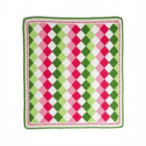 🧶 Handmade Vibrant Checkered Throw – “Watermelon” Colors